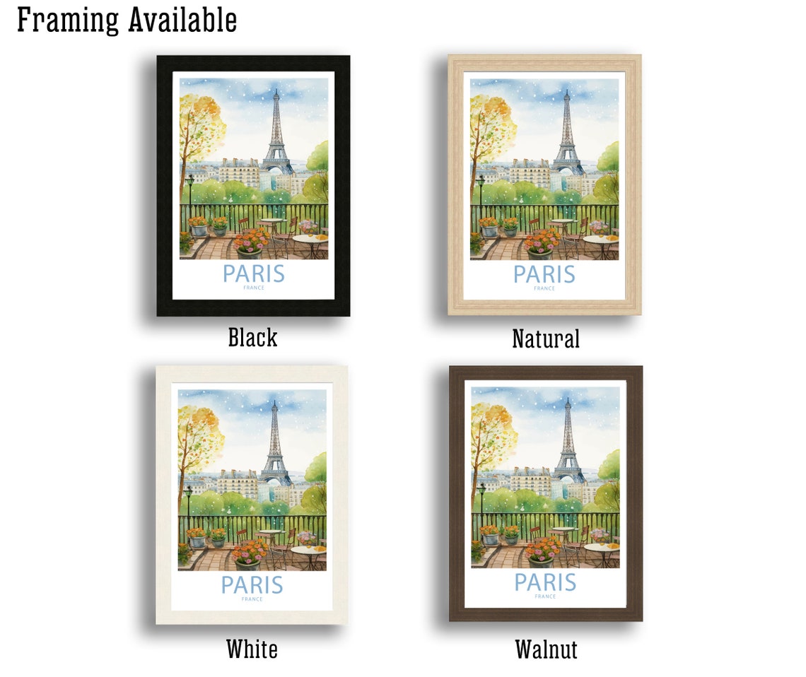 Paris France Eiffel Tower Cafe Terrace View Illustrated Travel Poster - Image 2