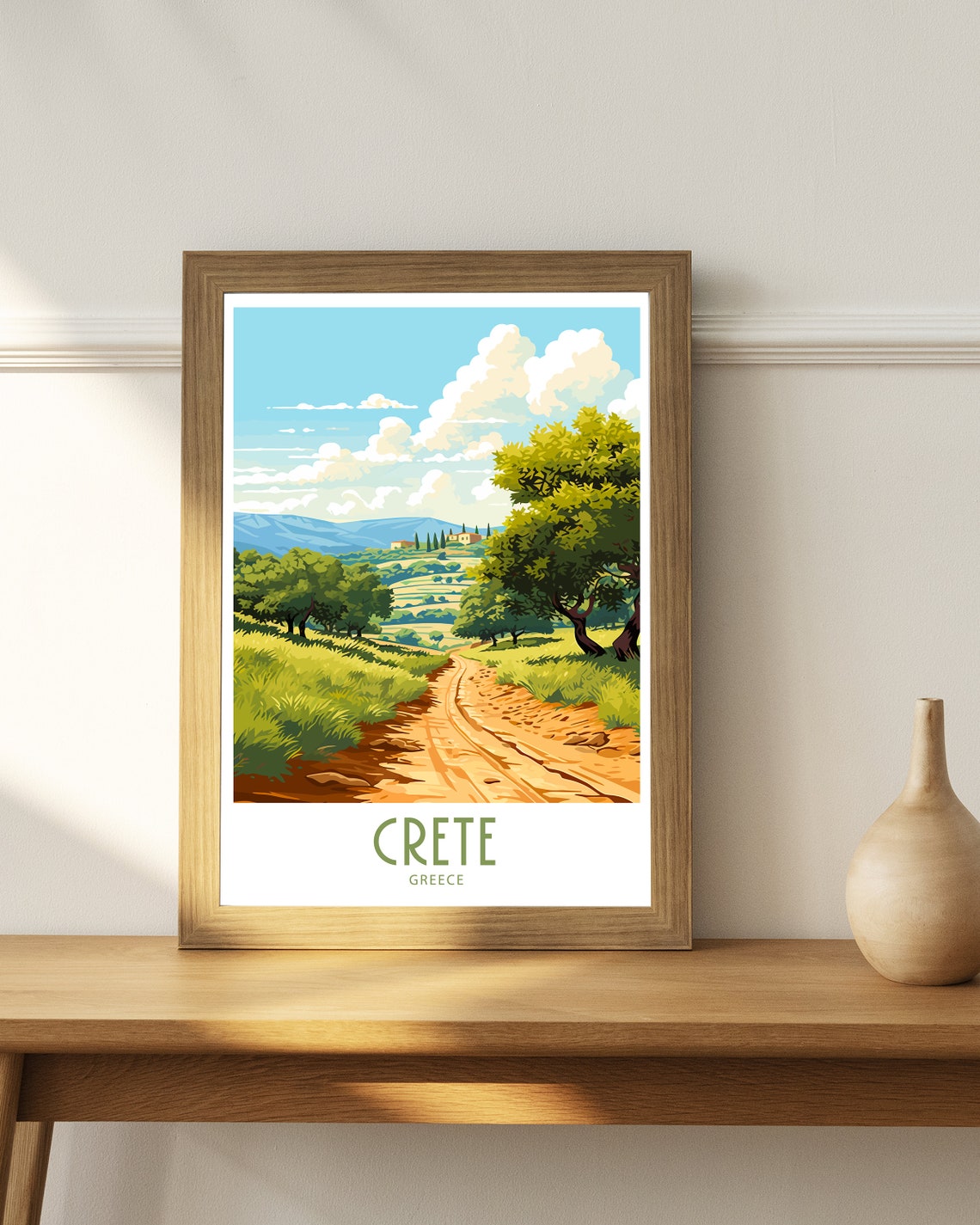 Crete Greece Olive Grove Country Road Sunny Retro Travel Poster - Image 4