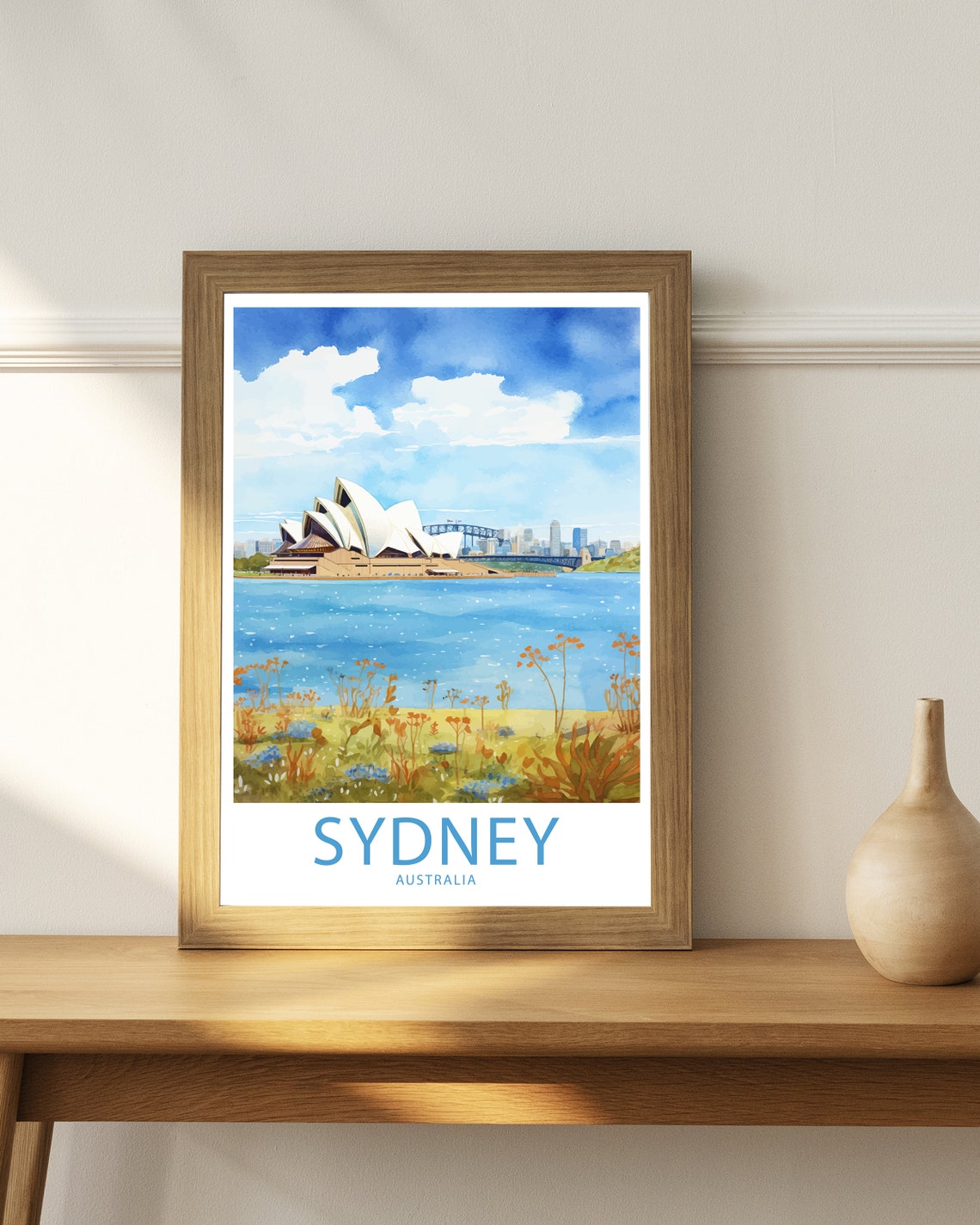 Sydney Australia Opera House Harbour Watercolor Illustrated Poster - Image 3