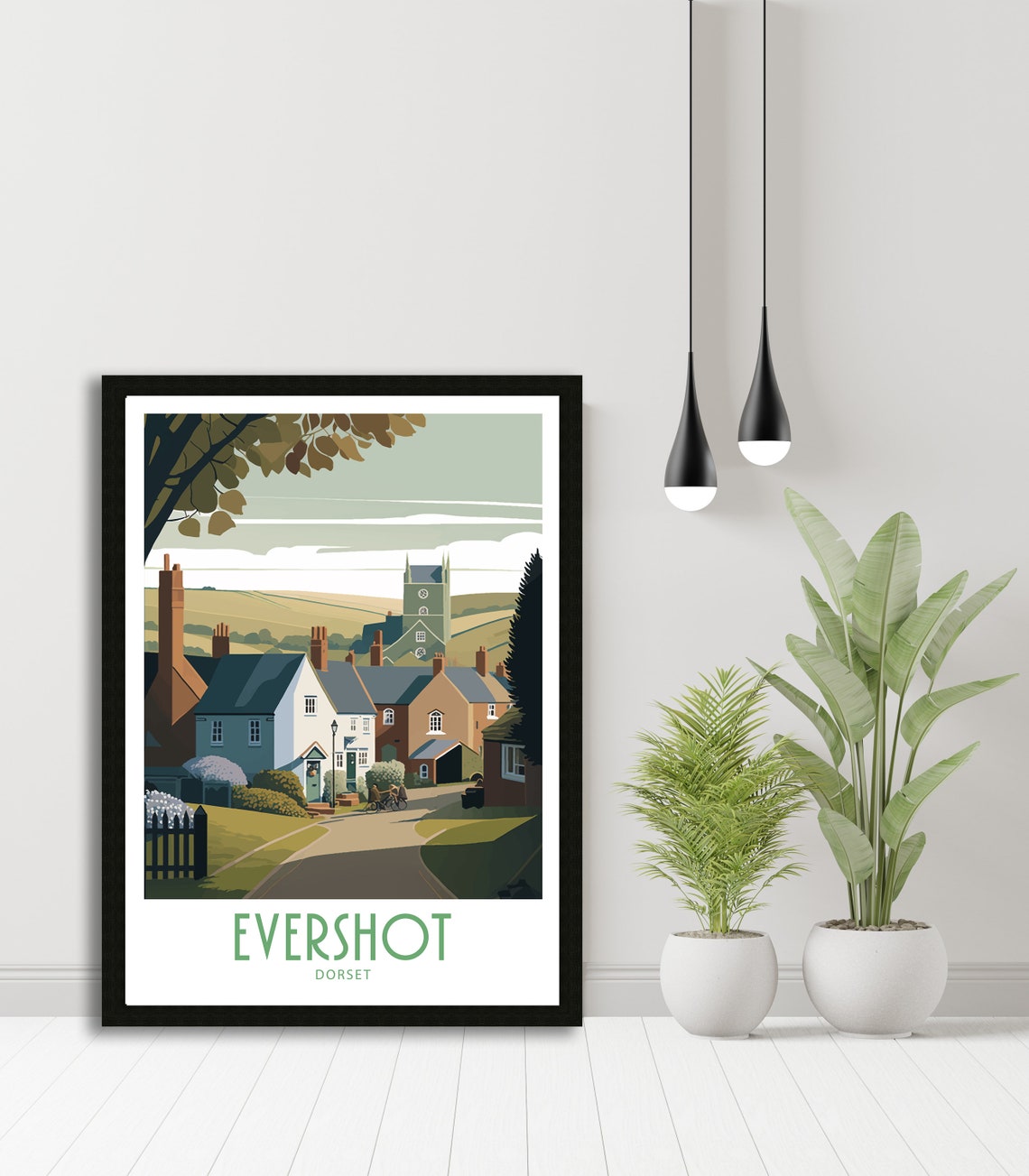 Evershot Dorset Village Church Cottages Vintage Travel Poster - Image 5