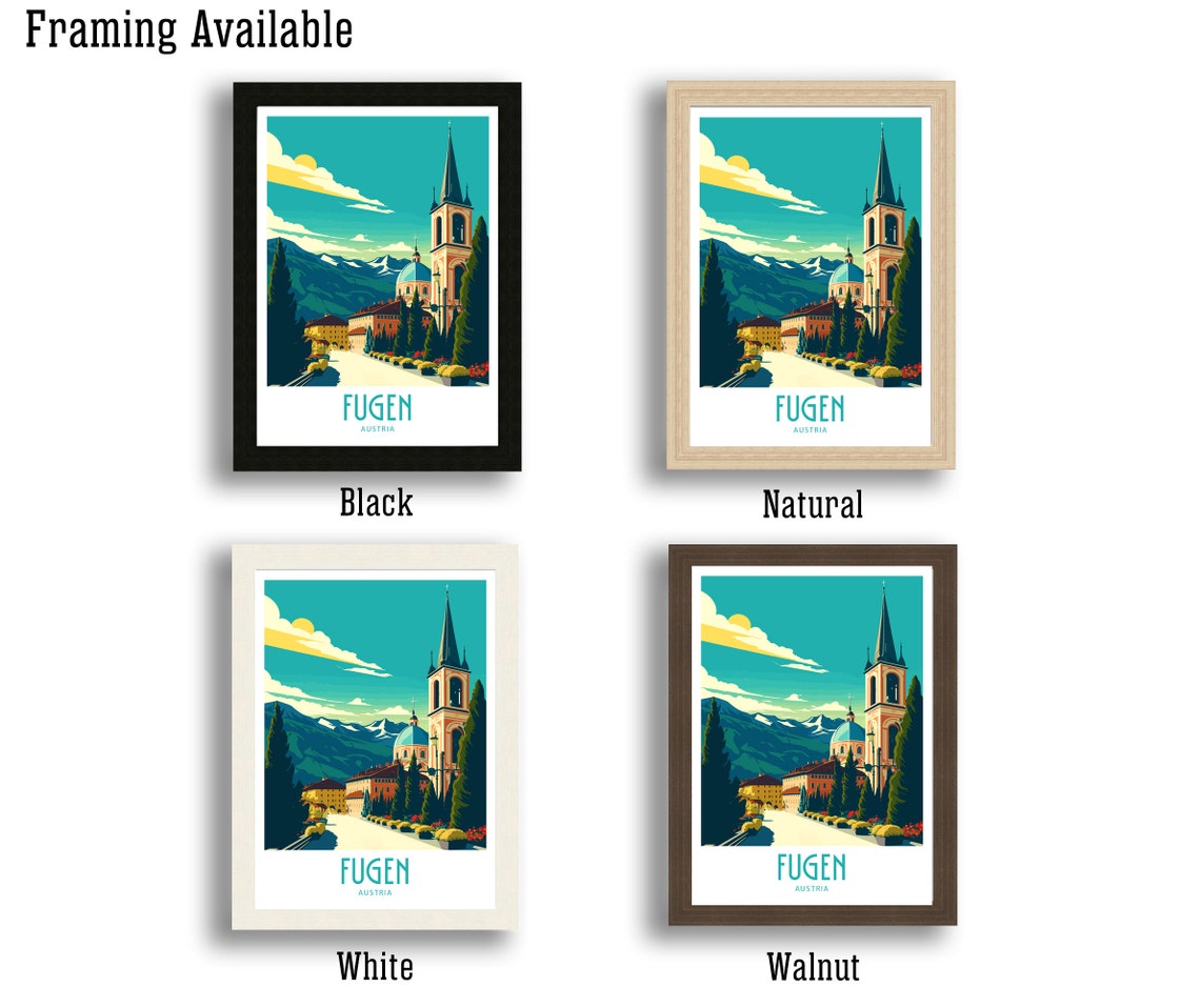Fugen Austria Alpine Village Church Spire And Mountain Views Poster - Image 3