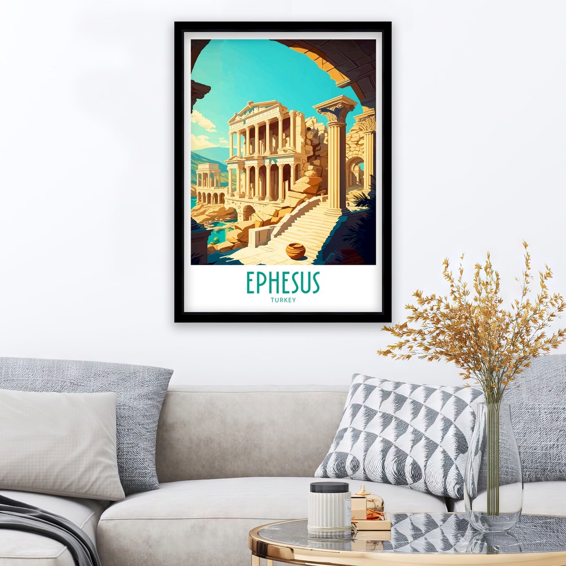Ephesus Turkey Ancient Roman Ruins Columns Vintage Travel Poster - Image 3