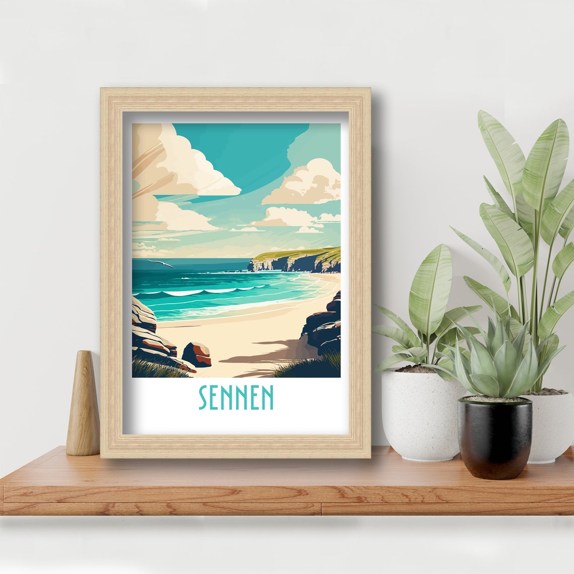 Sennen Cornwall Golden Beach Surf Seagull Retro Travel Poster - Image 6