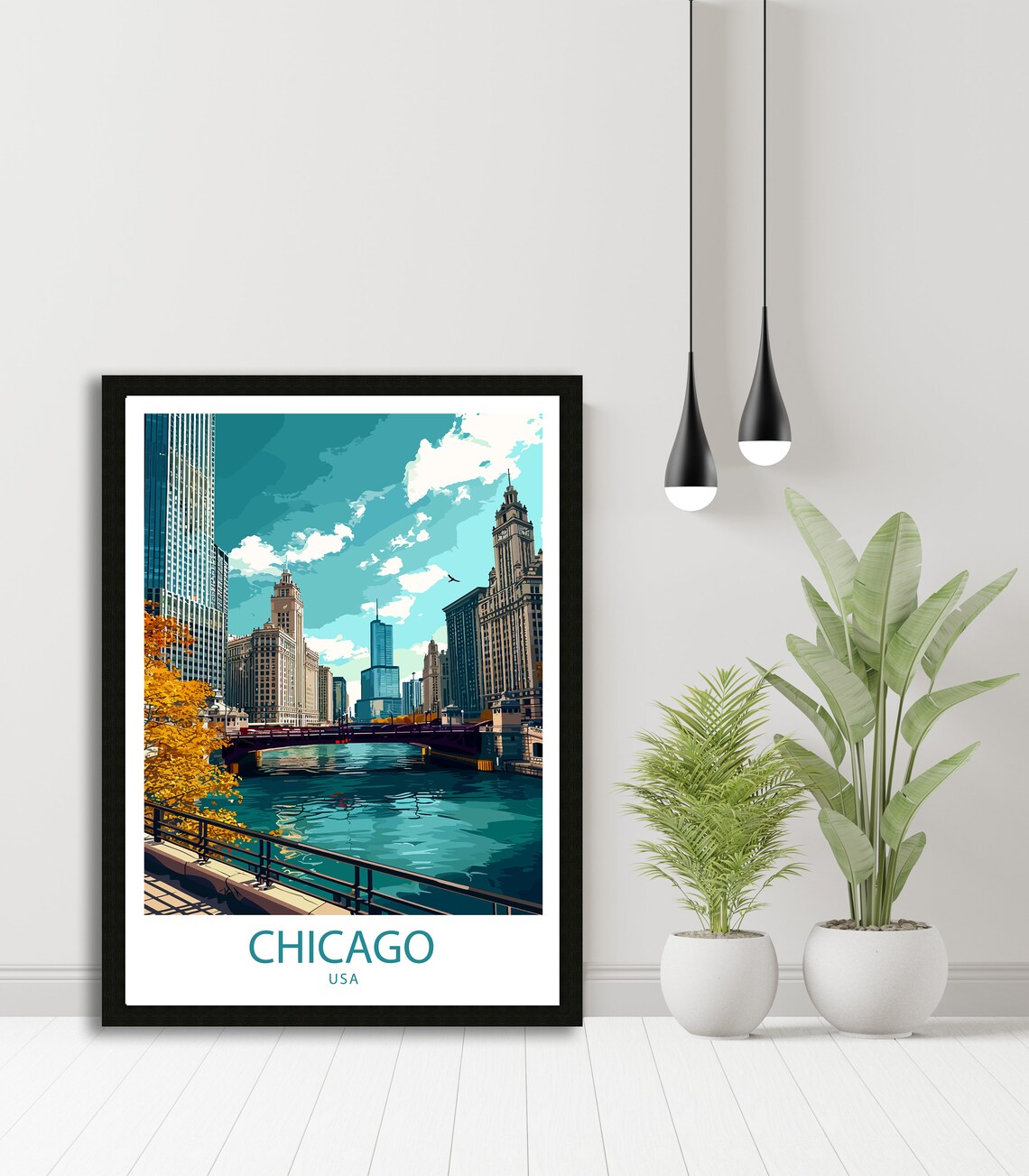 Chicago River Travel Poster, USA Wall Decor - Image 3
