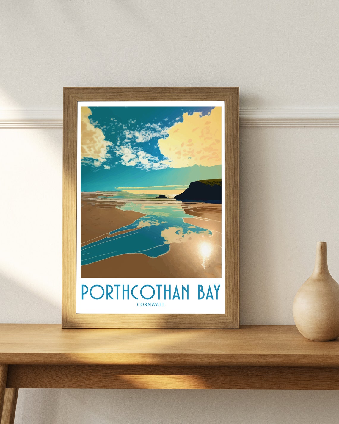Porthcothan Bay Cornwall Golden Sands Cliffs Ocean Travel Poster - Image 6