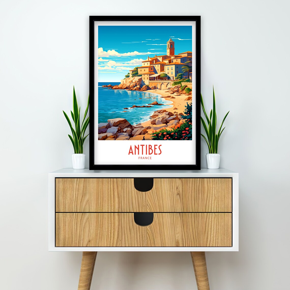 Antibes France Old Town Beach Rocky Shore Sea View Travel Poster - Image 2
