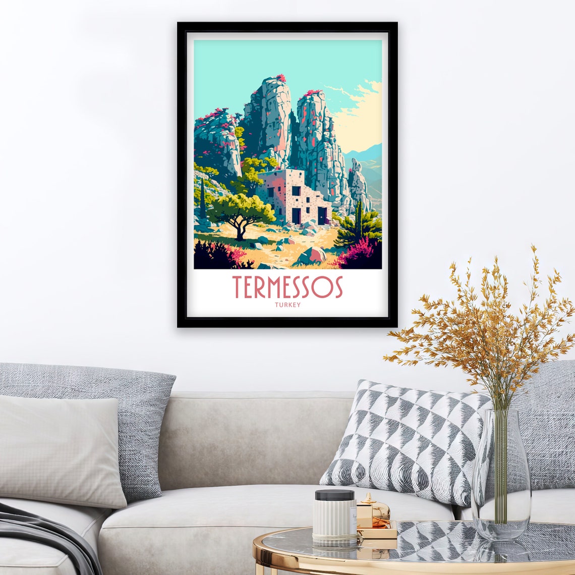 Termessos Turkey Rocky Peak Ruins Cliffs Vintage Travel Poster - Image 3
