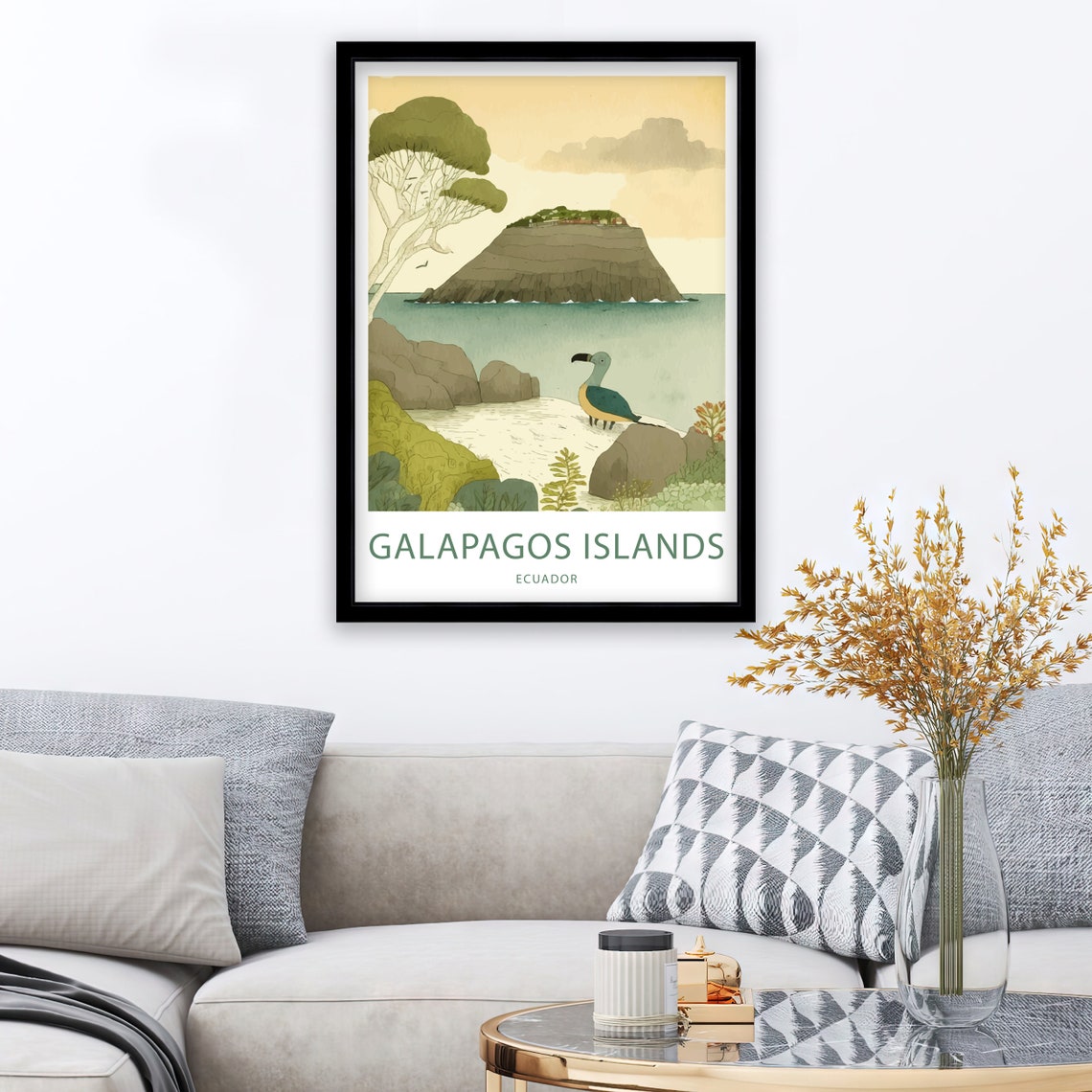 Galapagos Islands Ecuador Blue Footed Booby Vintage Island Art Poster - Image 3