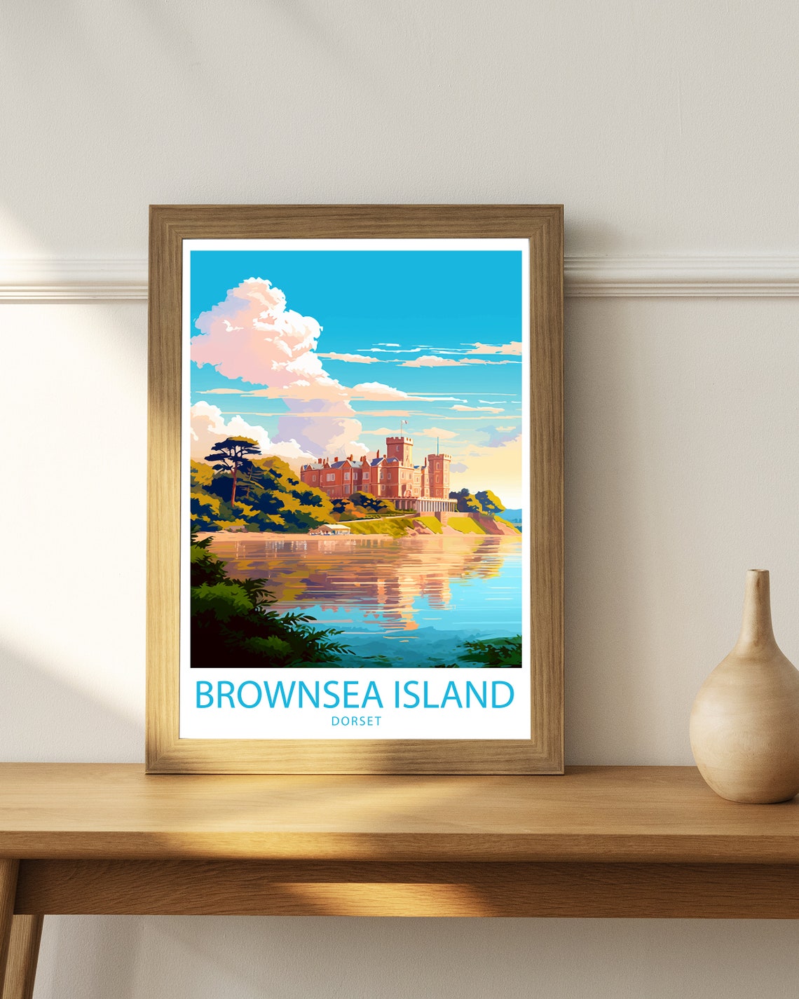 Brownsea Island Dorset Castle Waterfront Illustrated Travel Poster - Image 3