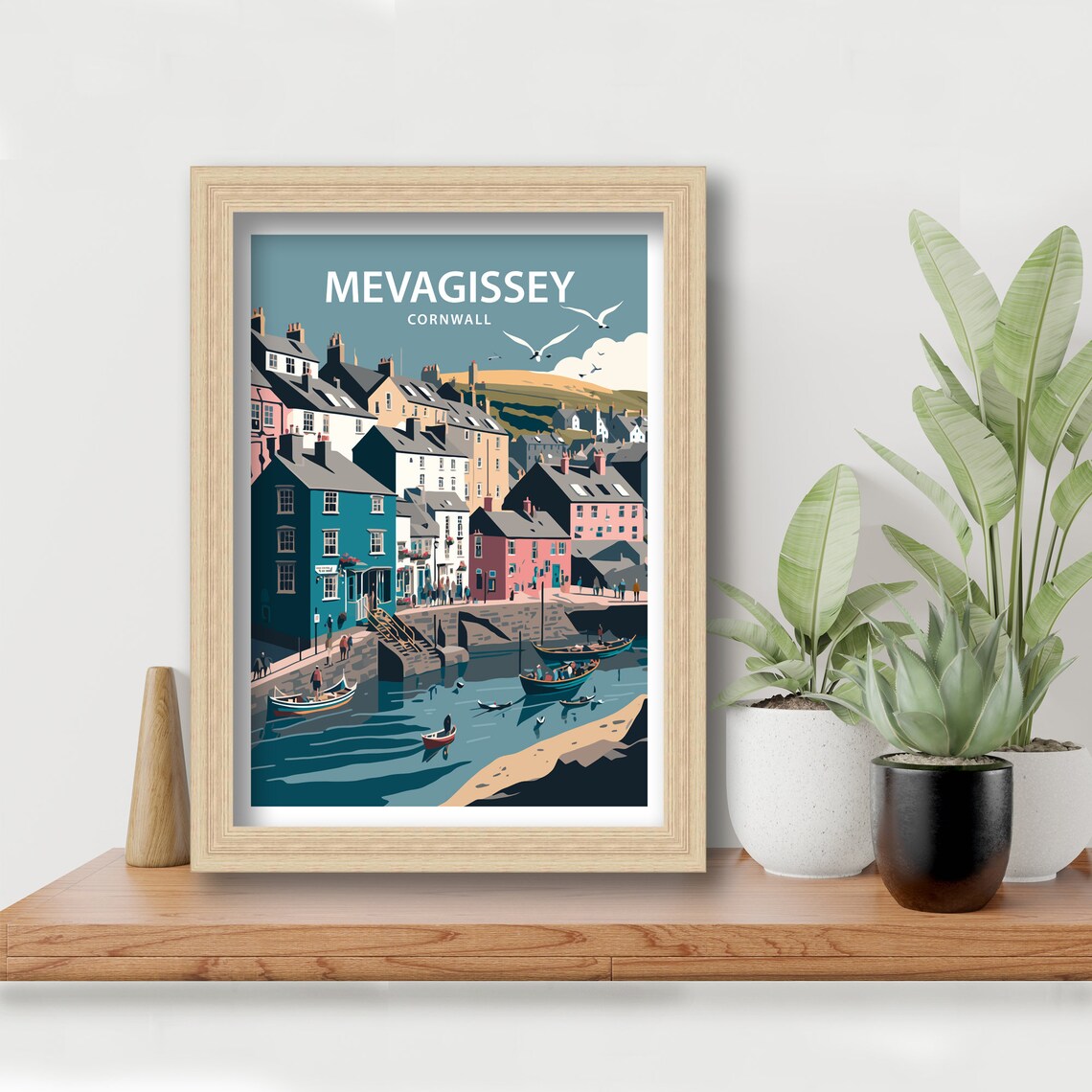 Mevagissey Travel Poster, Cornwall Harbour Art - Image 4
