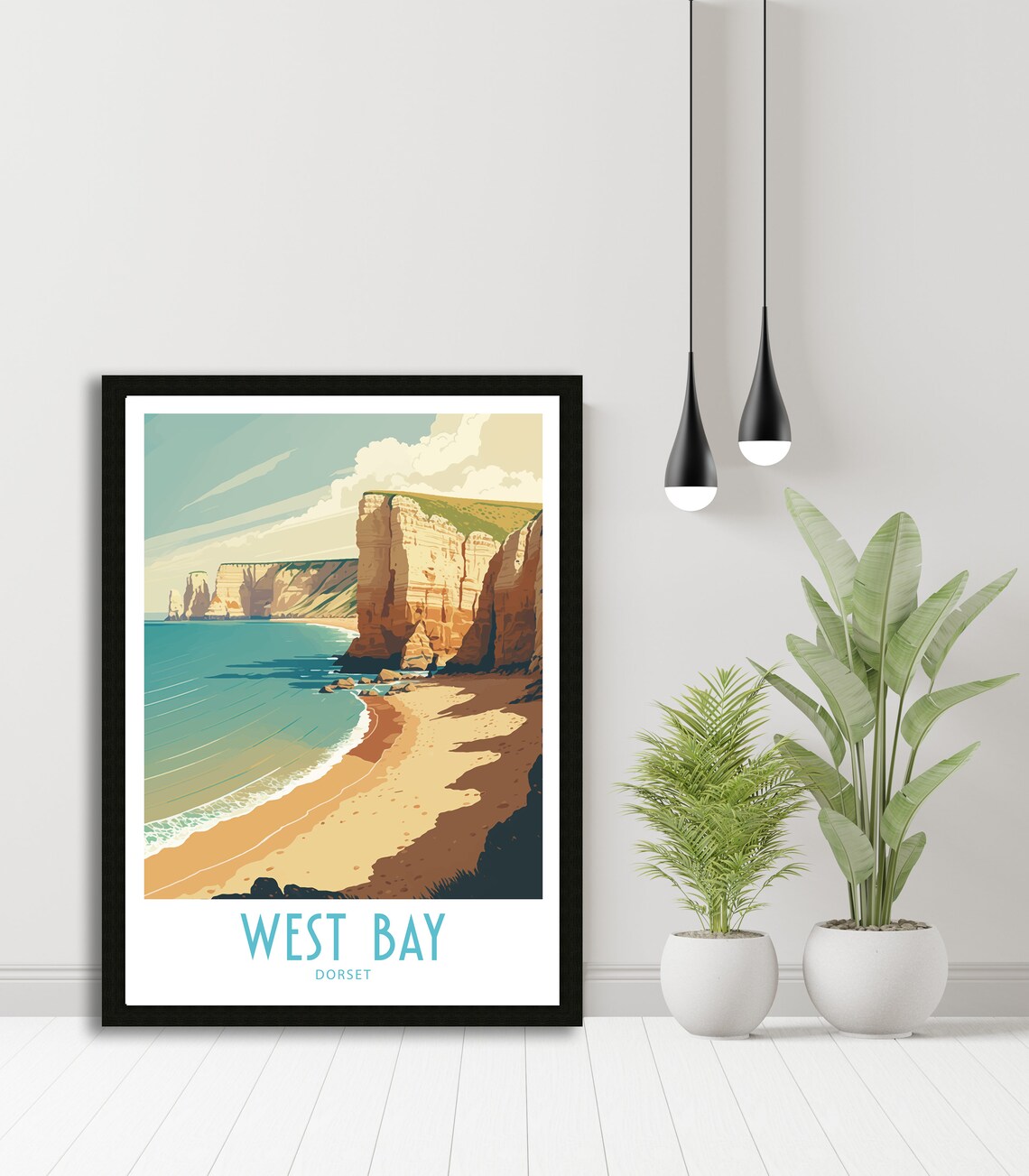 West Bay Dorset Travel Poster, Scenic Art Print - Image 6