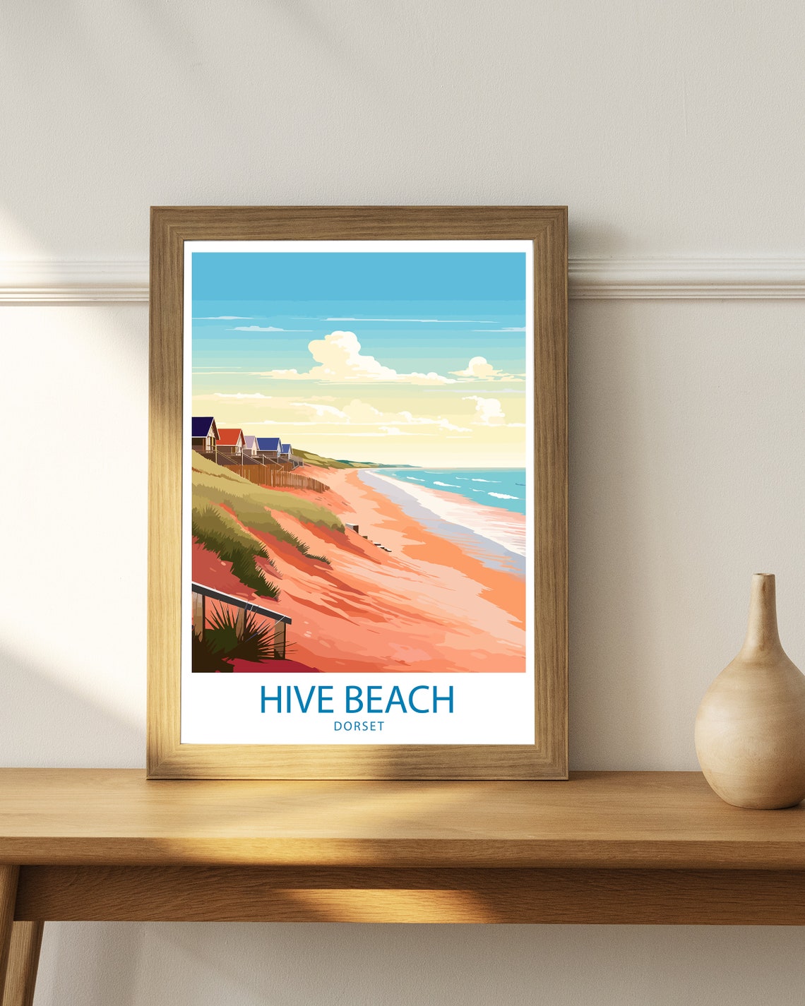 Hive Beach Dorset Sandy Dunes Beach Huts Seaside Retreat Poster - Image 3