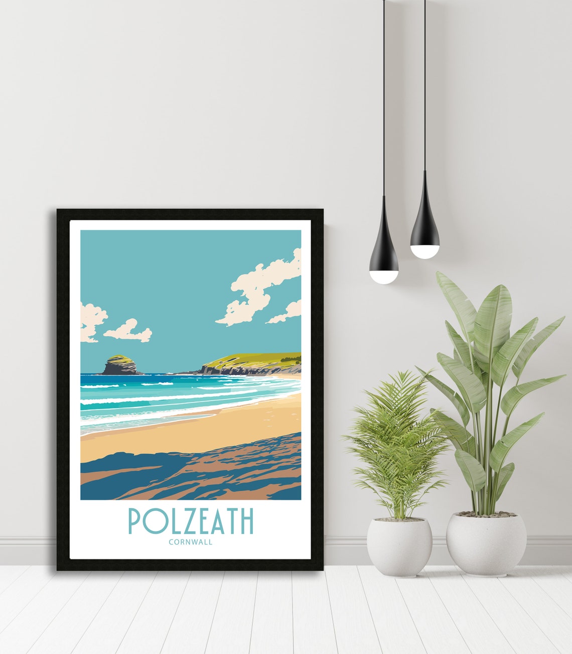Polzeath Cornwall Long Sandy Beach Surf Coast Retro Travel Poster - Image 6
