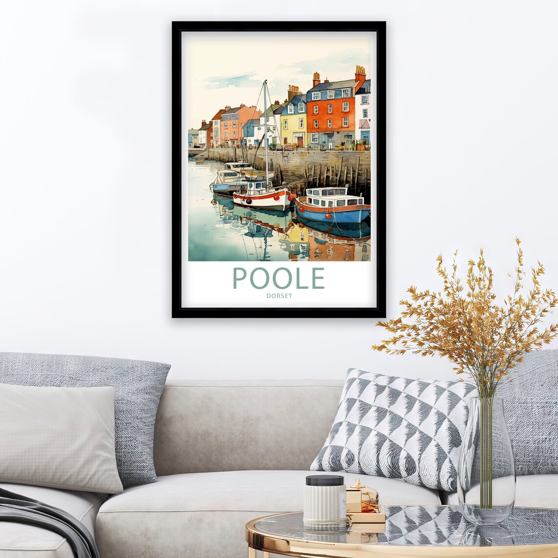 Poole Quay Travel Poster, Dorset Wall Art Print - Image 2