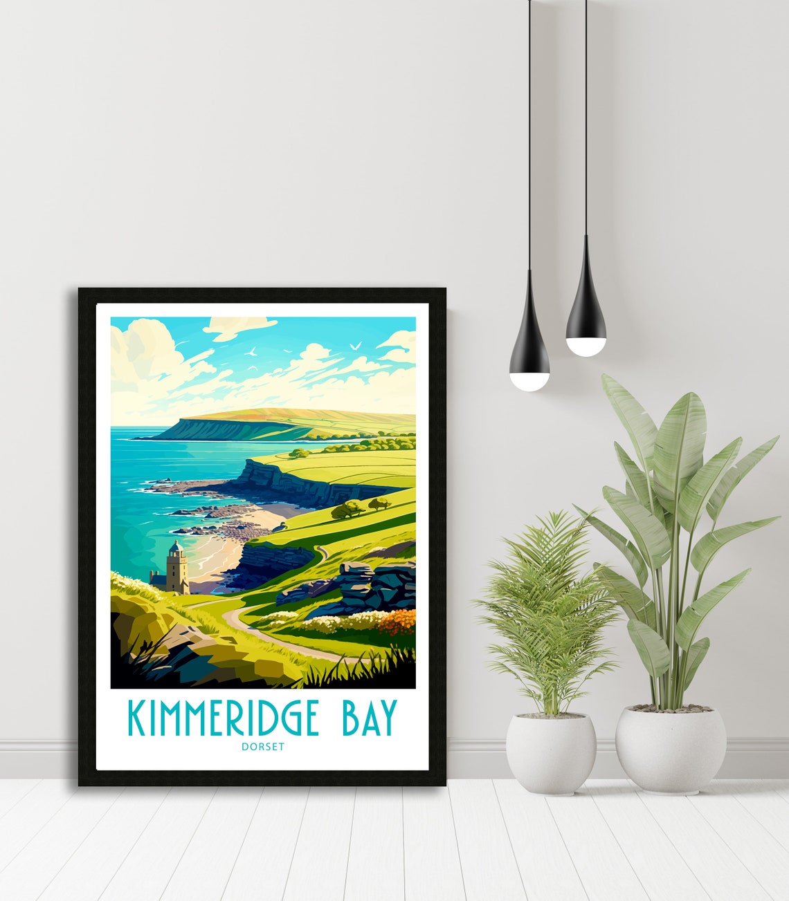 Kimmeridge Bay Dorset Watchtower Headland Vintage Travel Poster - Image 2