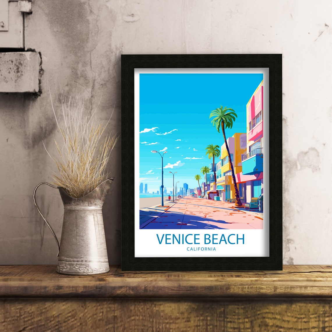 Venice Beach California Colorful Boardwalk Palm Trees Travel Poster - Image 6