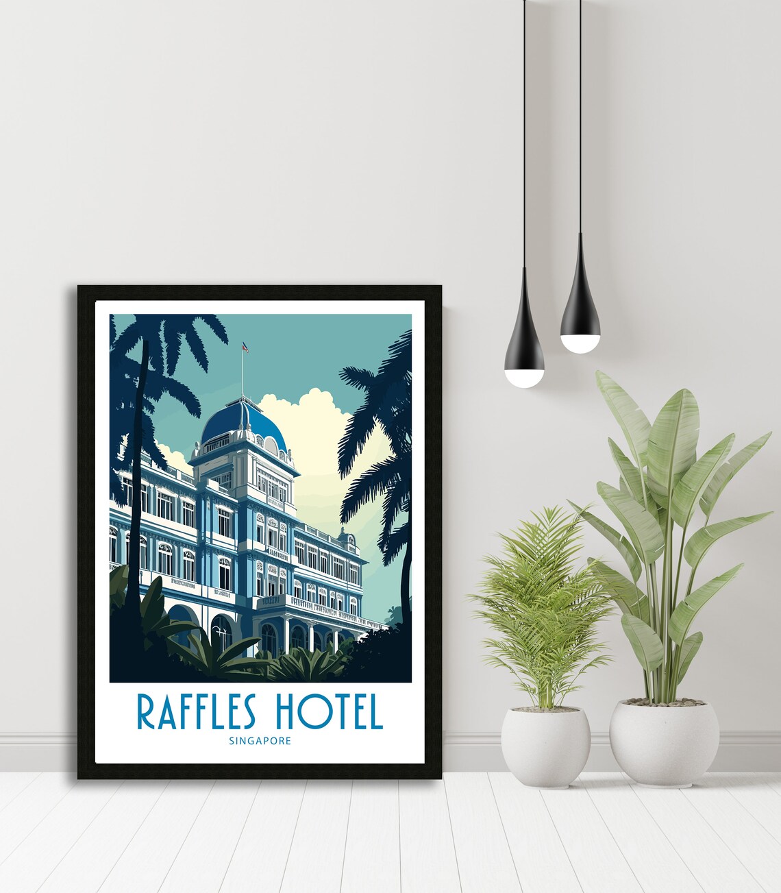 Raffles Singapore Travel Poster, Singapore City Art Print - Image 4