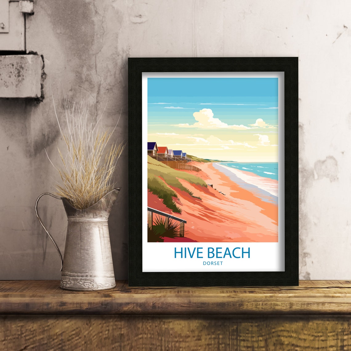 Hive Beach Dorset Sandy Dunes Beach Huts Seaside Retreat Poster - Image 6