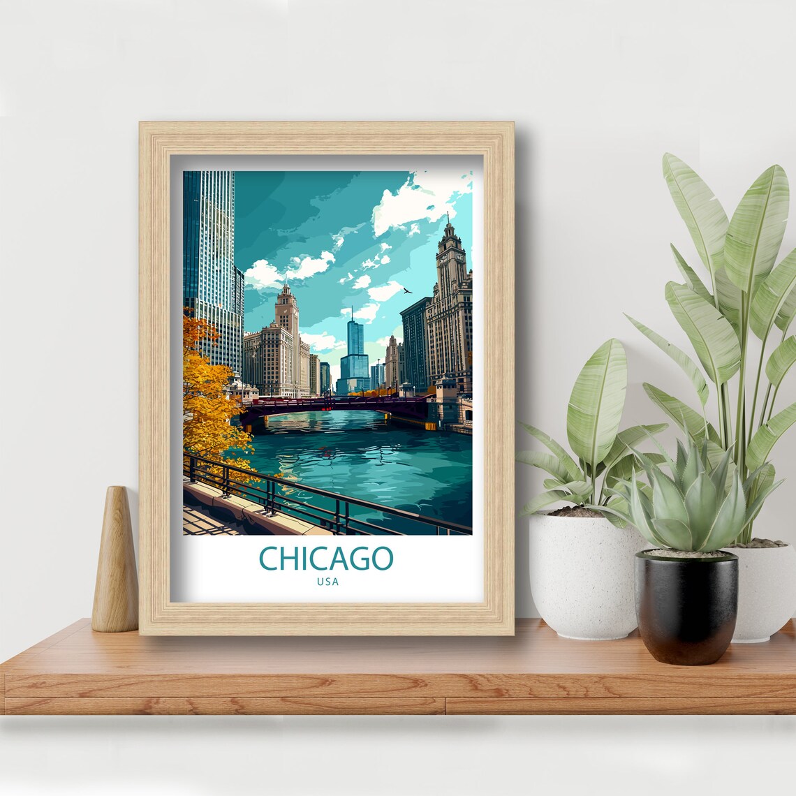 Chicago River Travel Poster, USA Wall Decor - Image 4