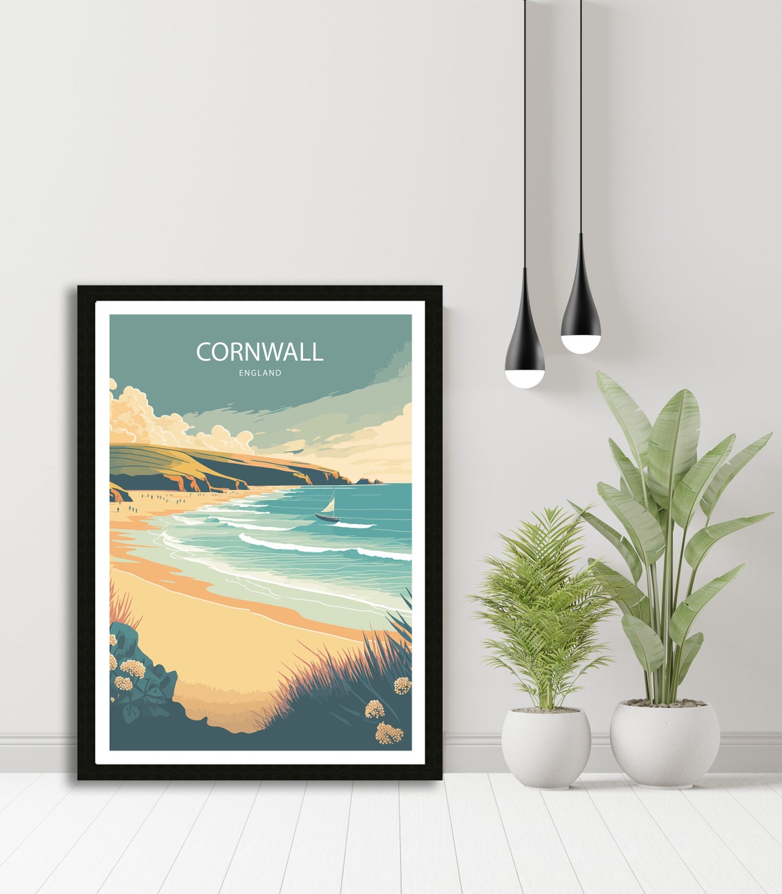 Cornwall England Golden Beach Retro Surf Coast Travel Poster - Image 4