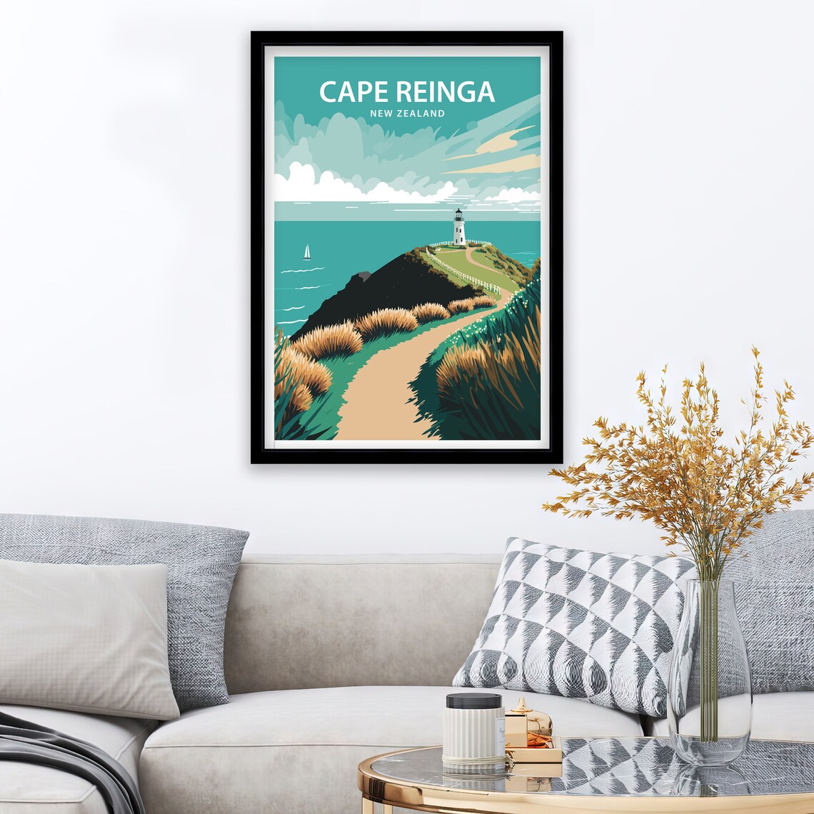 Cape Reinga New Zealand Travel Poster, Lighthouse View - Image 2