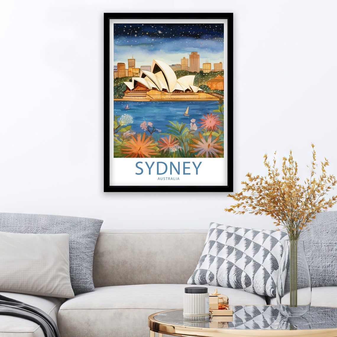 Sydney Australia Opera House Starry Night Illustrated Travel Poster - Image 2