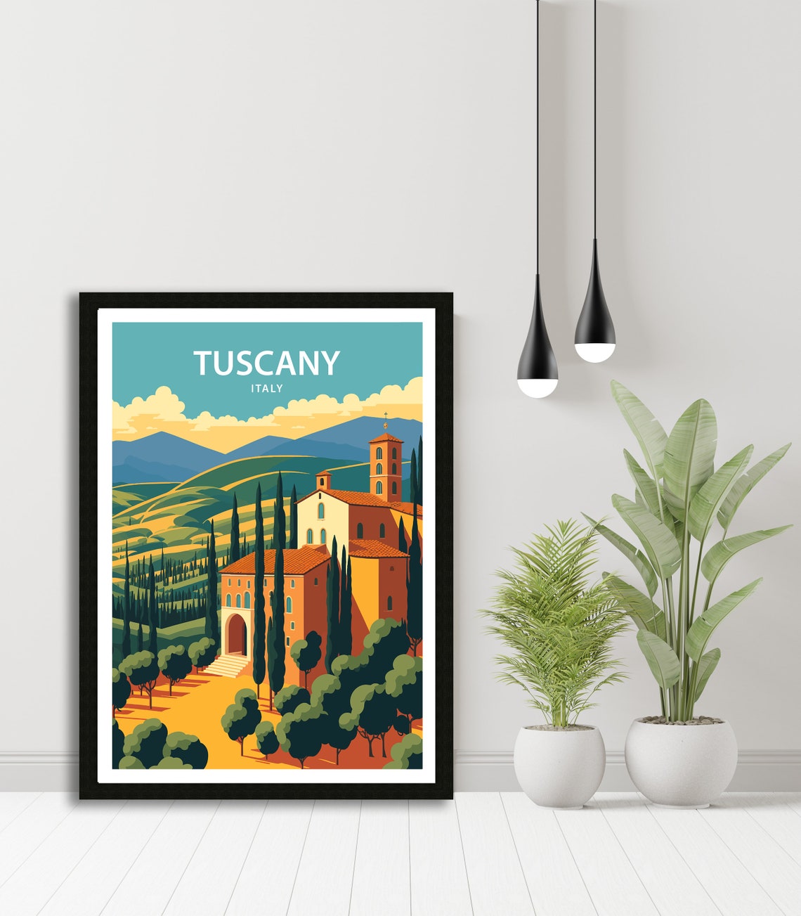 Tuscany Italy Cypress Hills Church Rolling Countryside Travel Poster - Image 4