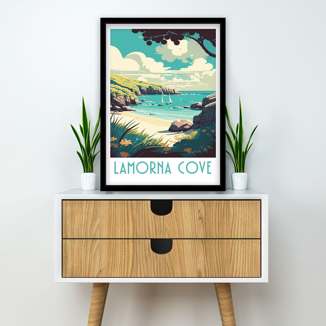 Lamorna Cove Cornwall Sailing Boats Hidden Cove Retro Travel Poster - Image 2