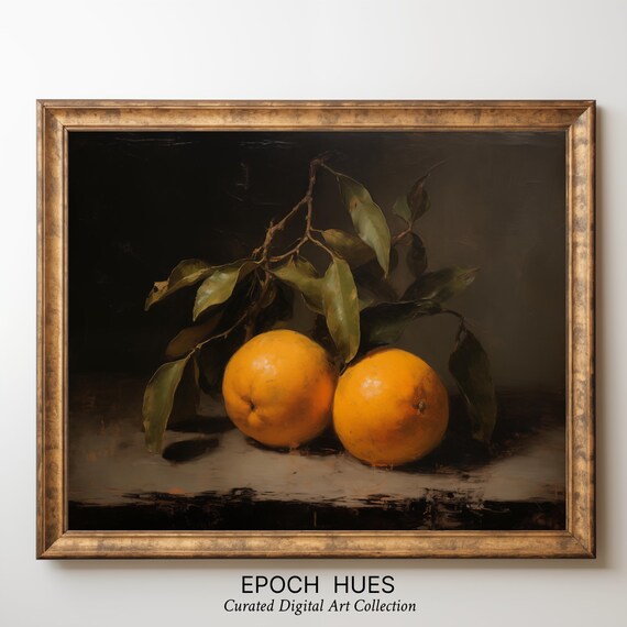 Vintage Citrus Artwork Classic Orange Still Life Oil Painting Print Kitchen Wall Decor Elegant Fruit Art