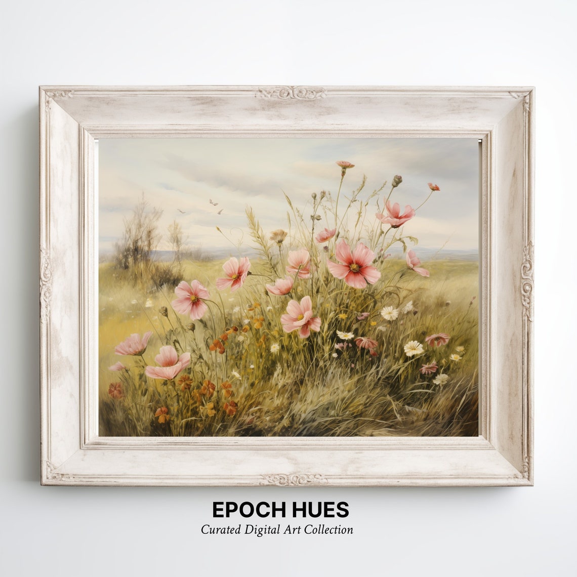 Pastel Pink Cosmos Flowers Blooming Wildflower Meadow Art Poster - Image 3
