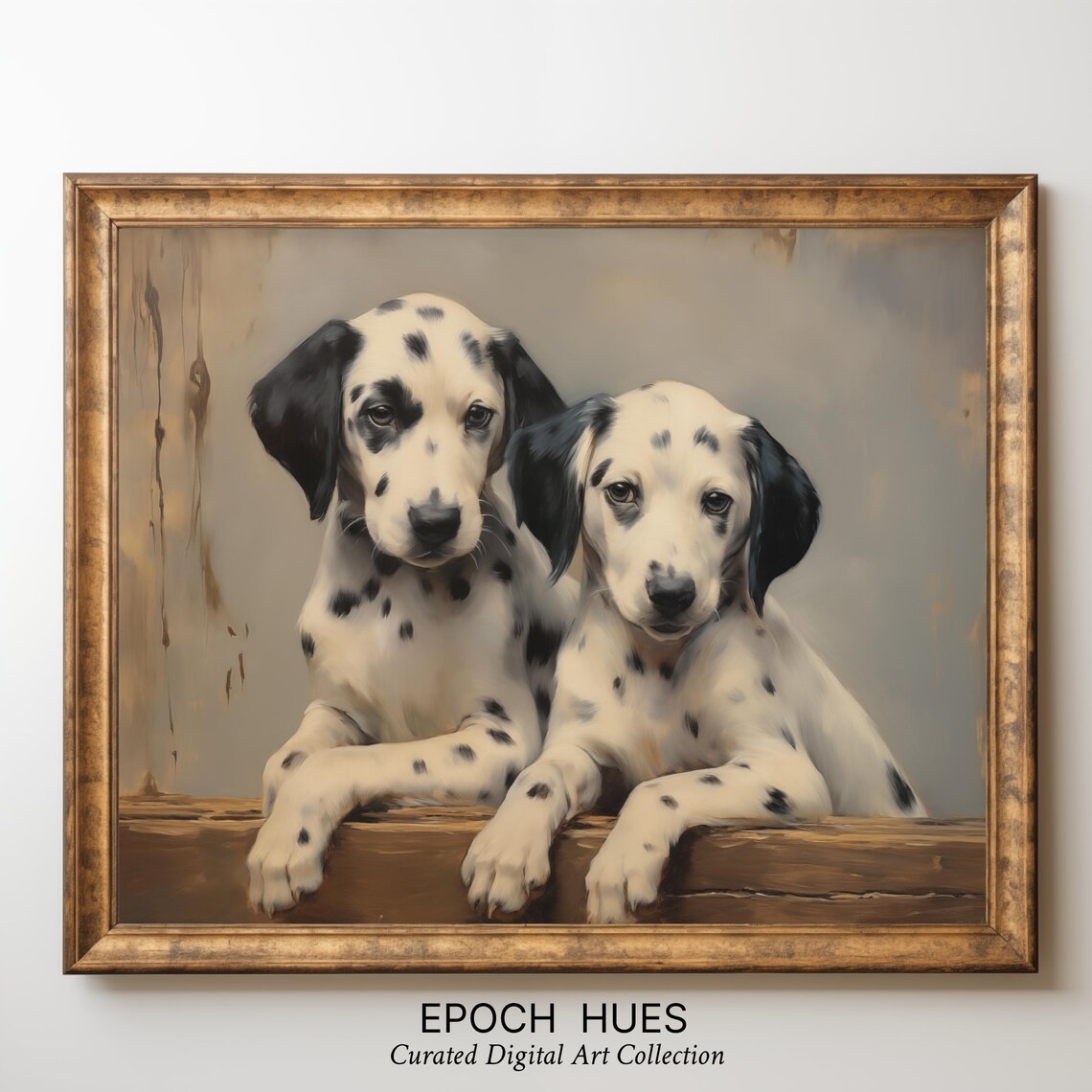 Twin Dalmatian Puppies Paws on Ledge Adorable Dog Art Poster - Image 3