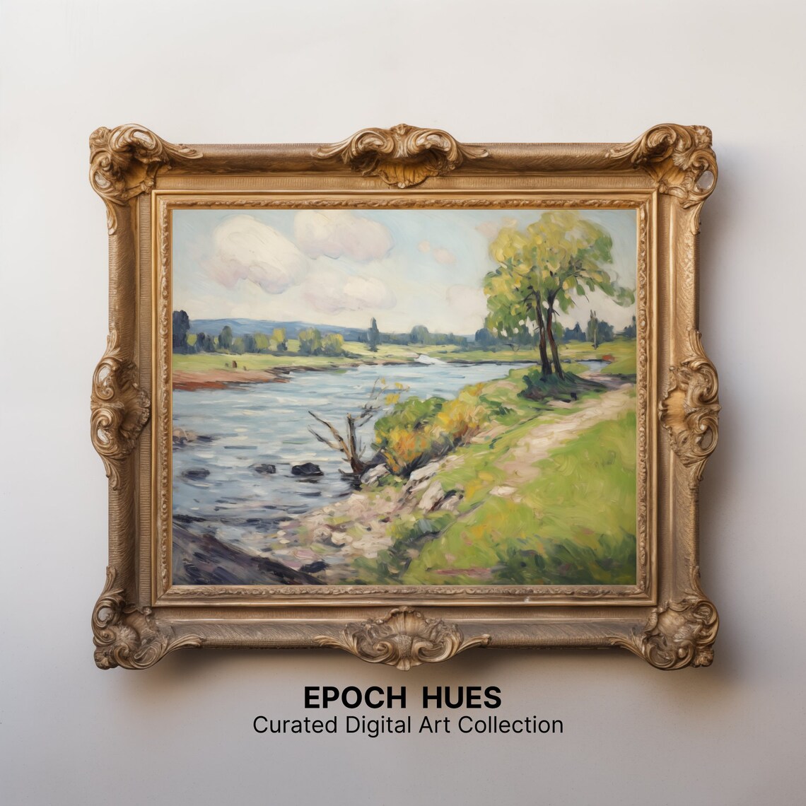 Impressionist River and Trees Art Print, Scenic Landscape - Image 2
