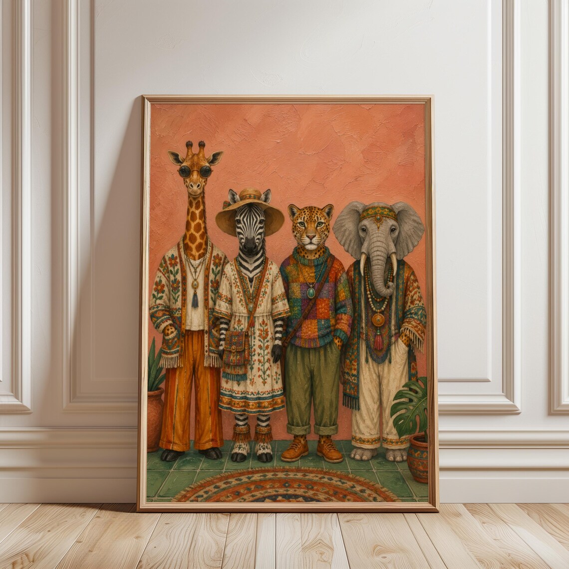 Boho Safari Animal Art Print, Jungle Nursery Decor