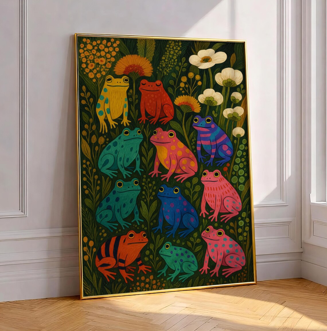 Botanical Frog Pop Art, Eclectic Boho Tropical