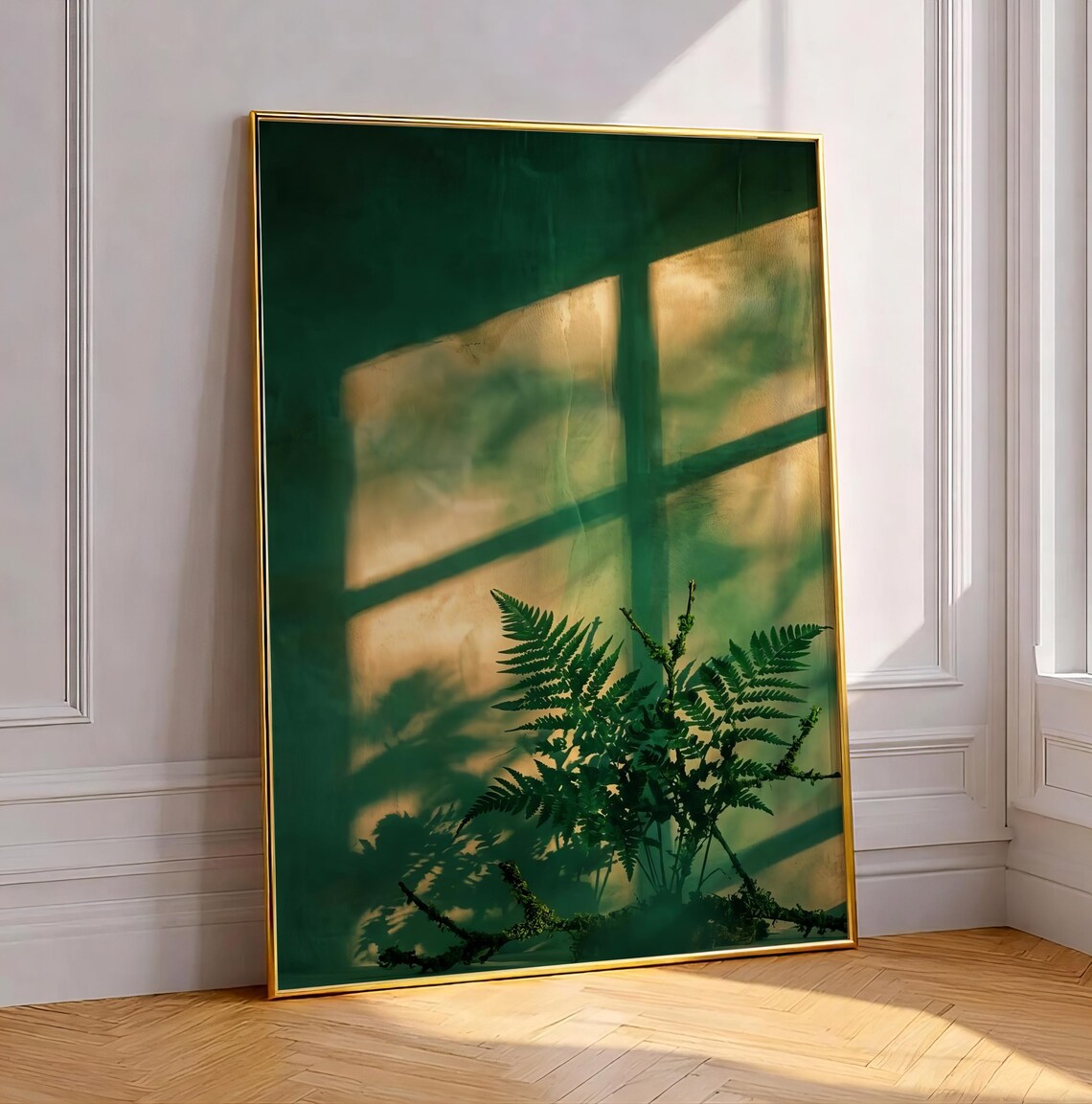 Sunset Window Shadow Art Print, Moody Botanical