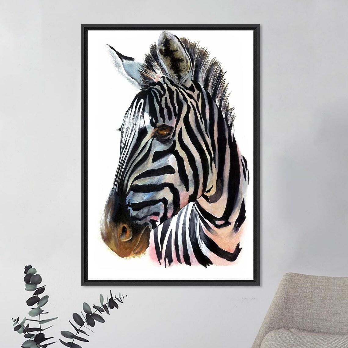 Zebra Head Watercolor Portrait Wildlife Animal Safari Poster