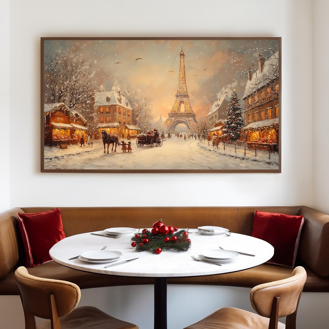 Paris Christmas Market, Festive Snowy Winter Travel Poster - Image 4