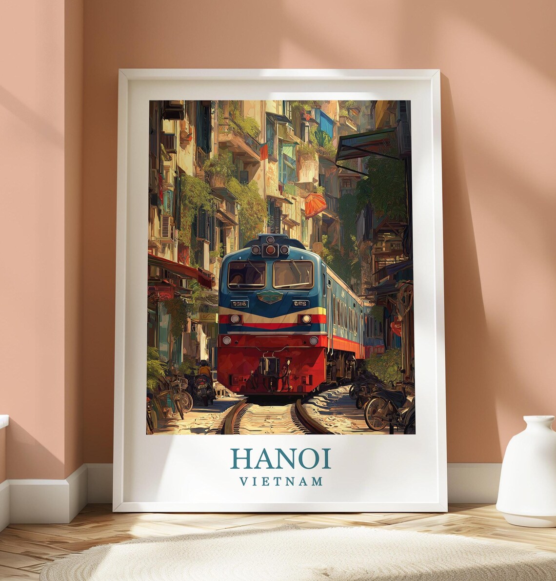 Hanoi Train Street Poster, Vietnam Travel Poster