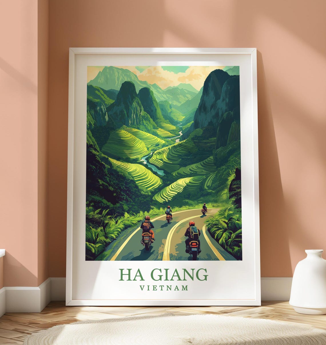 Ha Giang Vietnam Motorbike Mountain Road Terrace Fields Poster