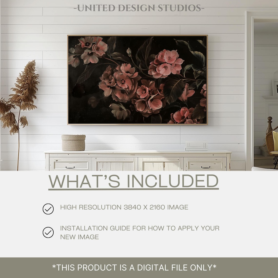 Pink Flowers Valentine's Day Floral Oil Painting Art - Image 2
