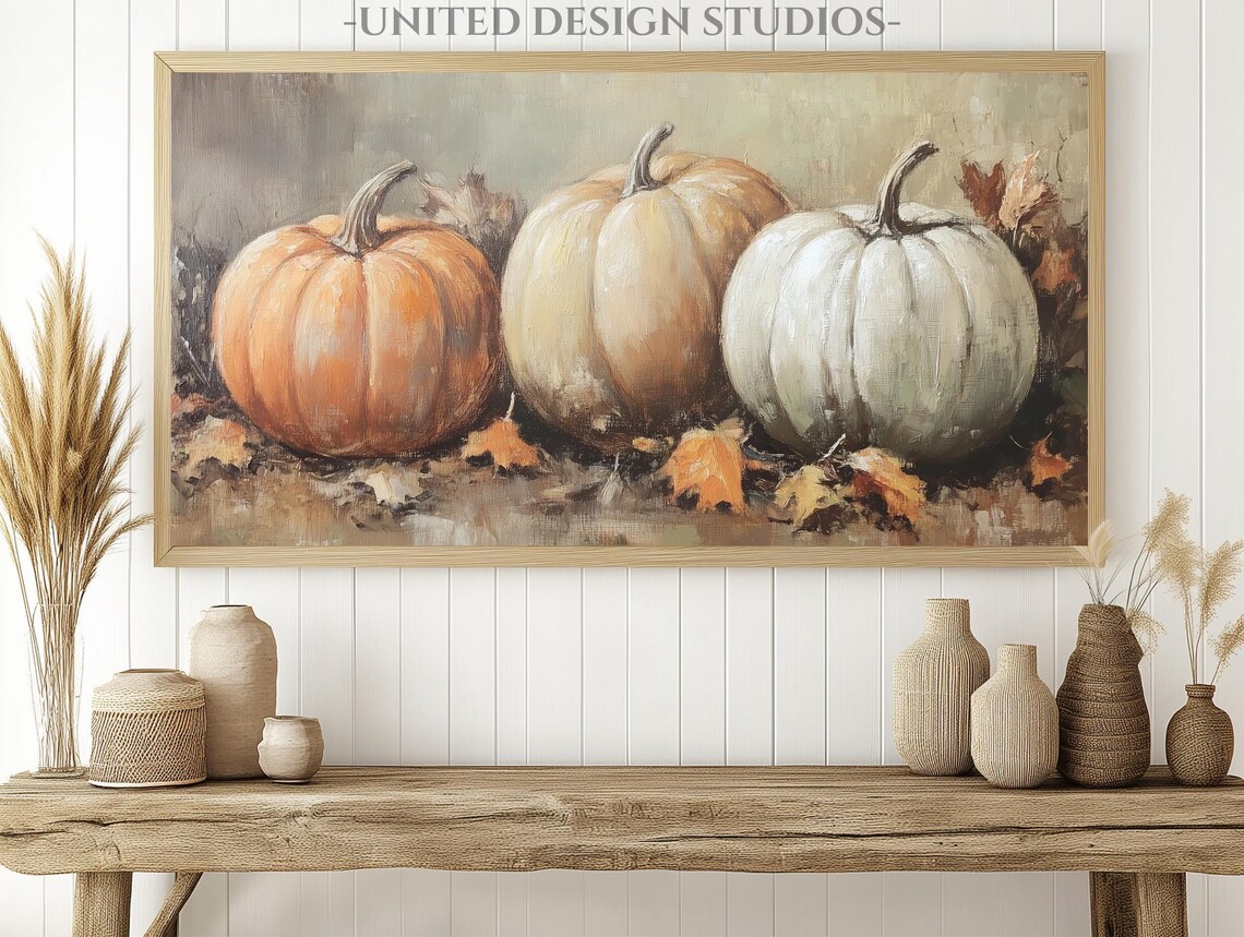 Fall Pumpkin Oil Painting, Autumn Farmhouse Art Print - Image 3