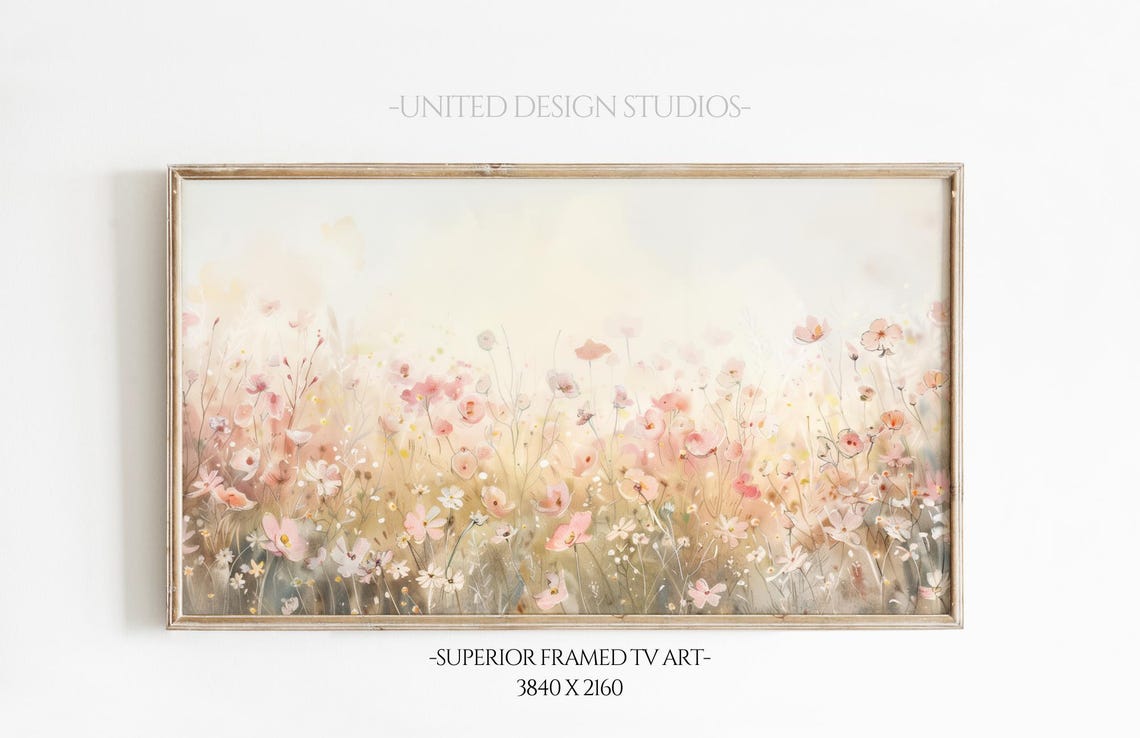 Blush Pink Wildflowers Delicate Spring Floral Field Wall Art