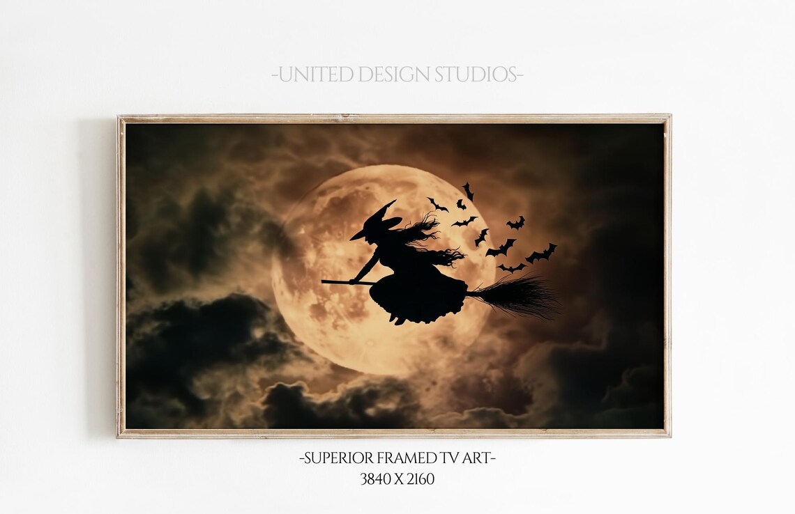 Halloween Witch Art Print, Spooky TV Wall Art