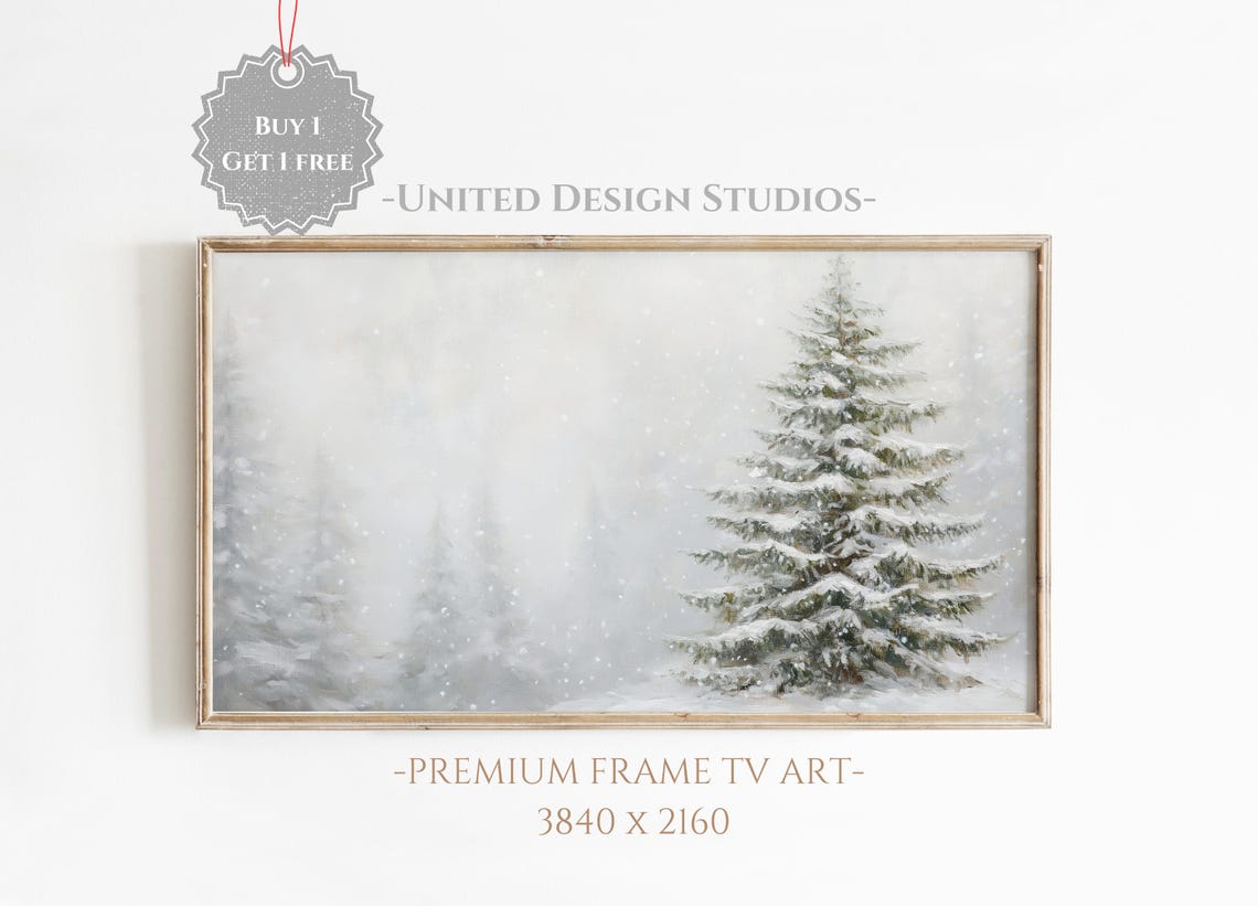 Snowy Pine Forest Falling Snow Soft White Winter Scene Poster