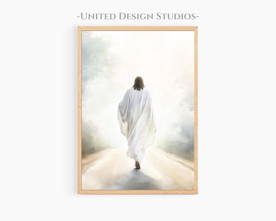 Jesus Christ Walking Into Light Watercolor Christian Frame TV Art Poster