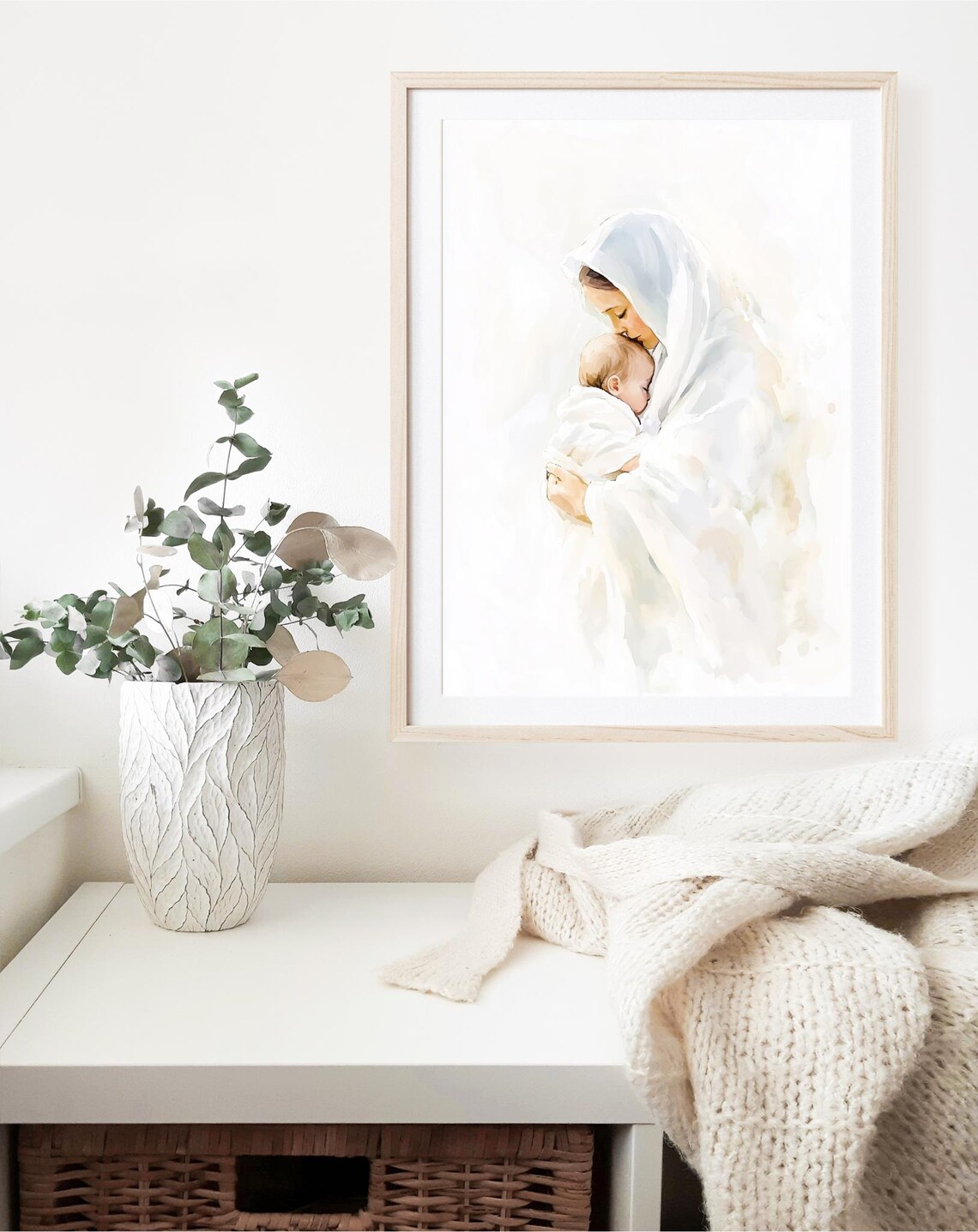 Virgin Mary Holding Baby Jesus, Modern Christian Art - Image 4