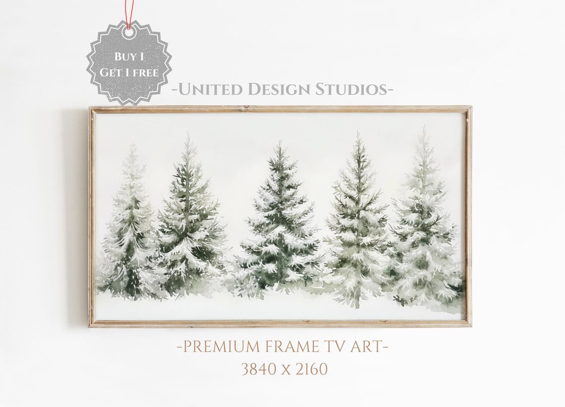 Minimalist Snowy Pine Trees Row White Winter Landscape Art Poster