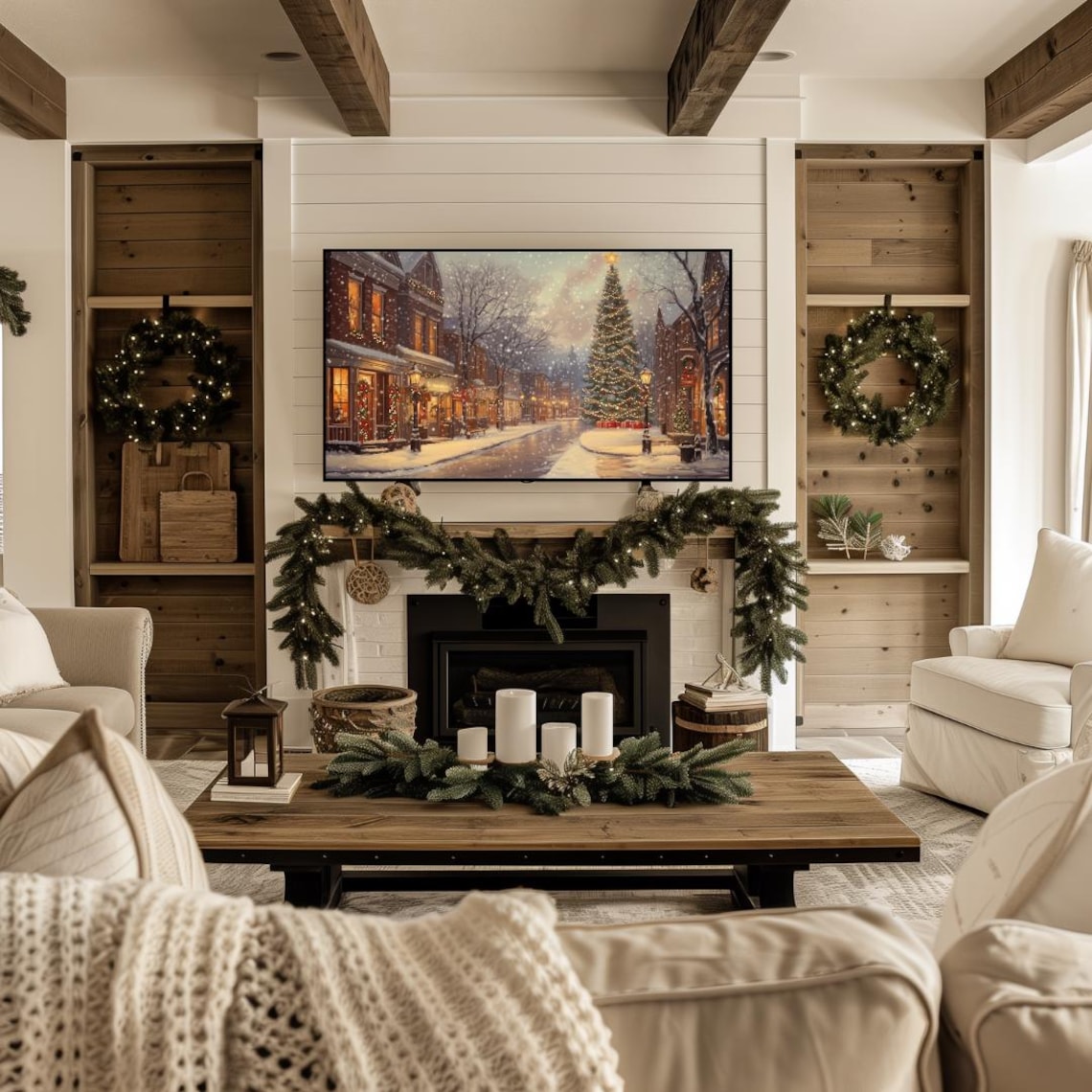 Christmas Village Winter Art Print, Holiday Decor - Image 4