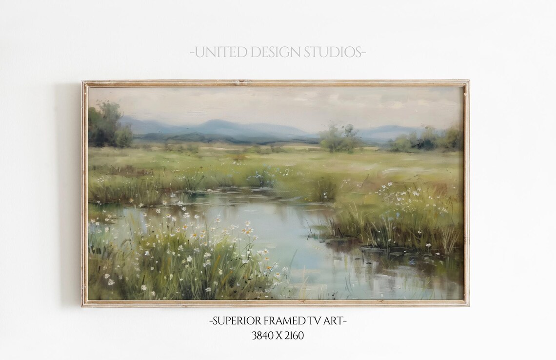 Wildflowers Pond Farmhouse Flowers Art Print