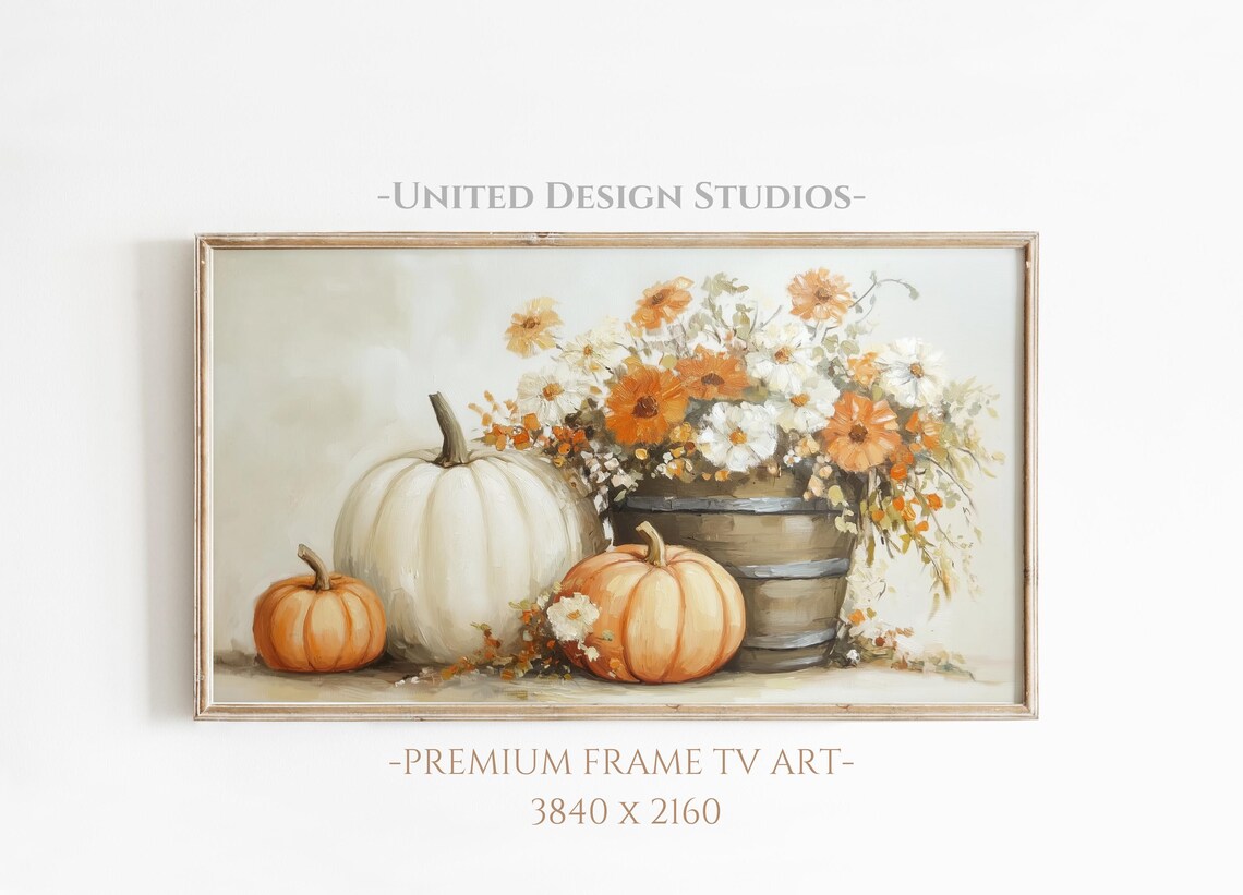 Fall Pumpkins Painting, Autumn Farmhouse Art Print